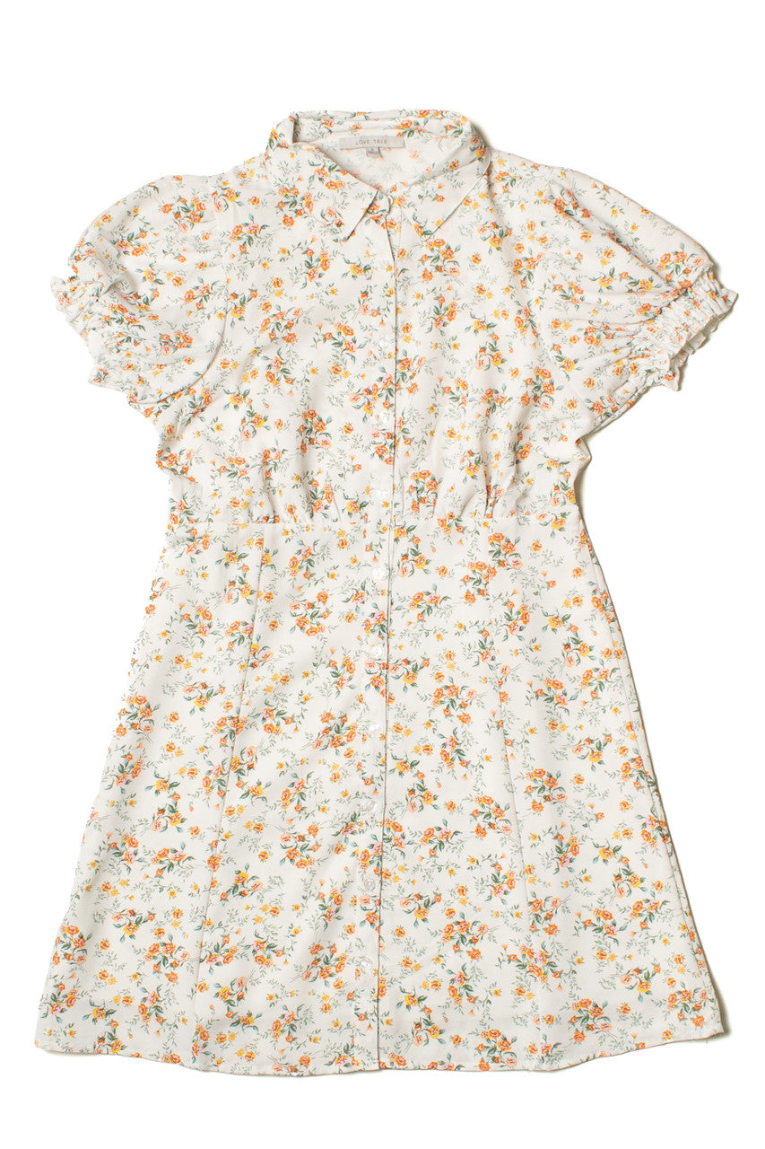 White Floral Shirt Dress