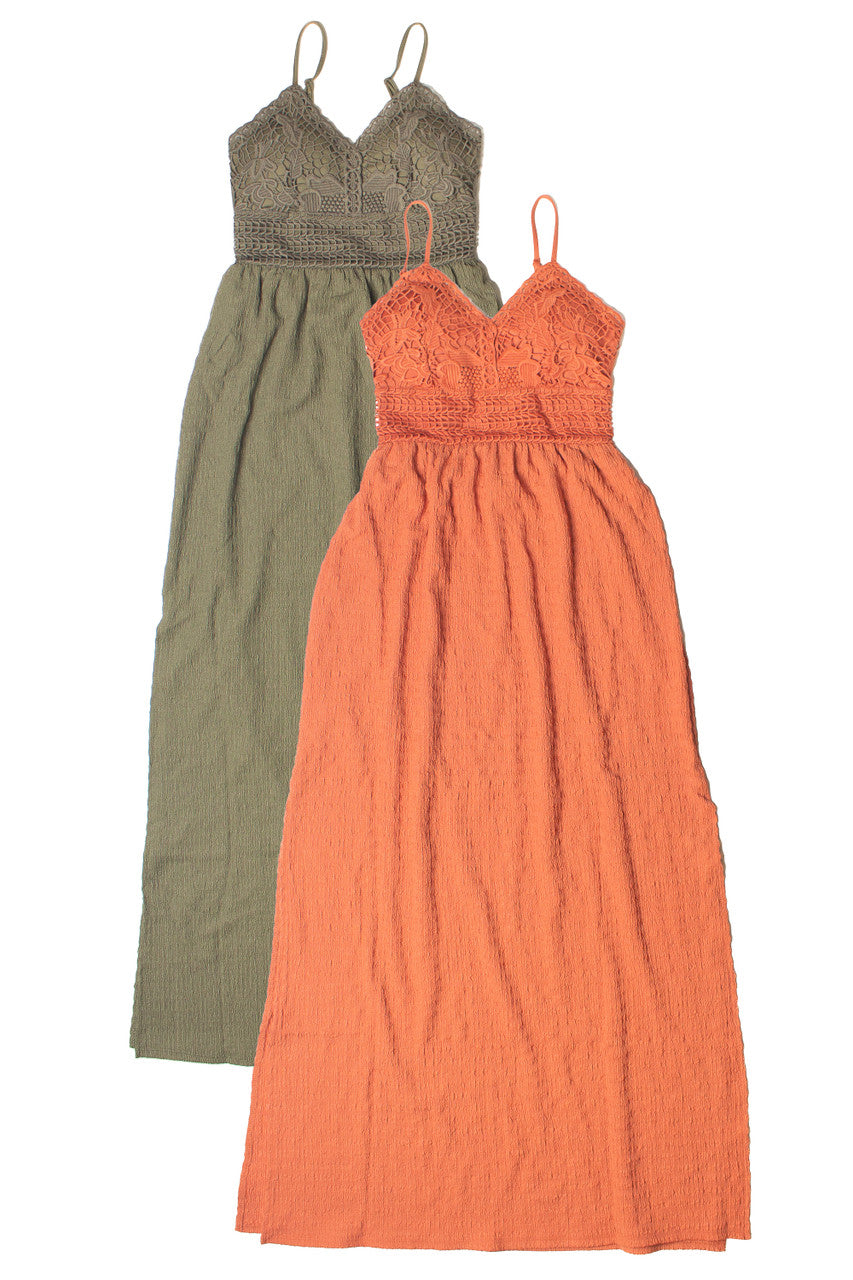 Floral Lace Top Gauze Maxi Dress