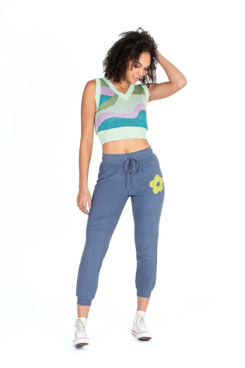 Flower Applique Sherpa Joggers