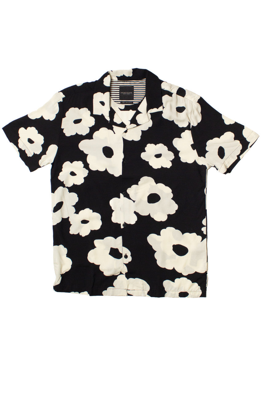 Black & White Poppy Button Up Shirt