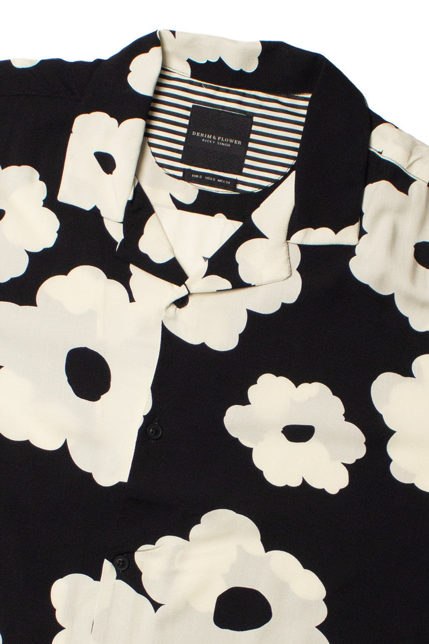 Black & White Poppy Button Up Shirt
