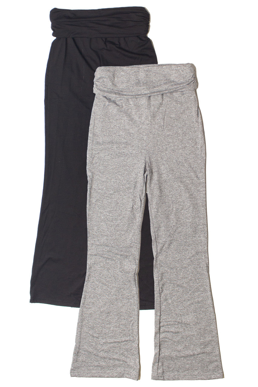 Fold Over Ruched Waistband Flare Leggings