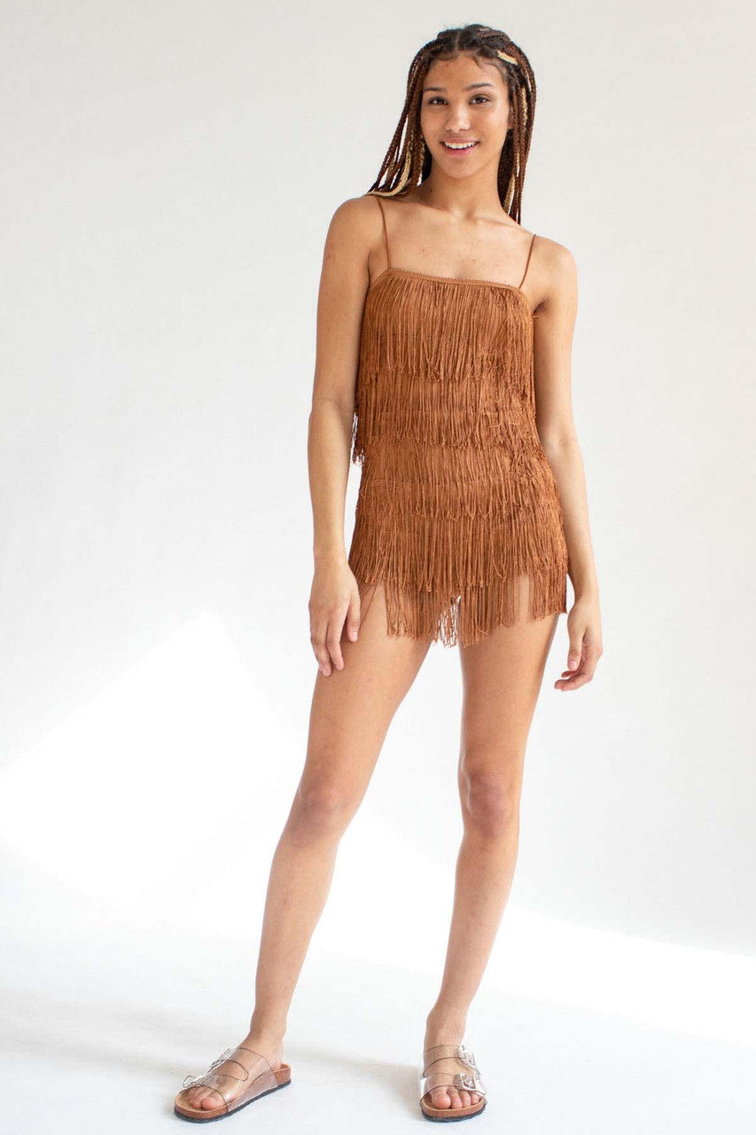 Copper Fringe Romper