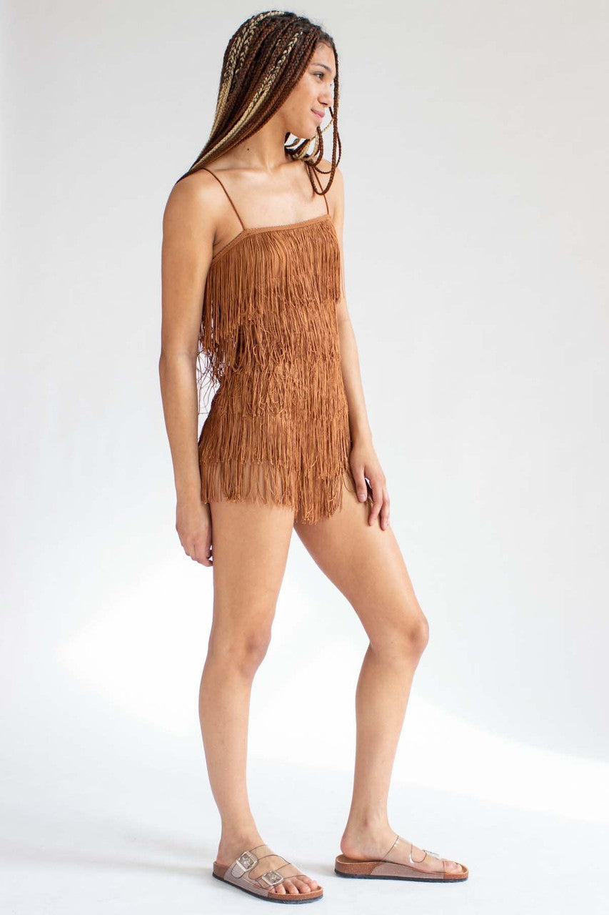 Copper Fringe Romper
