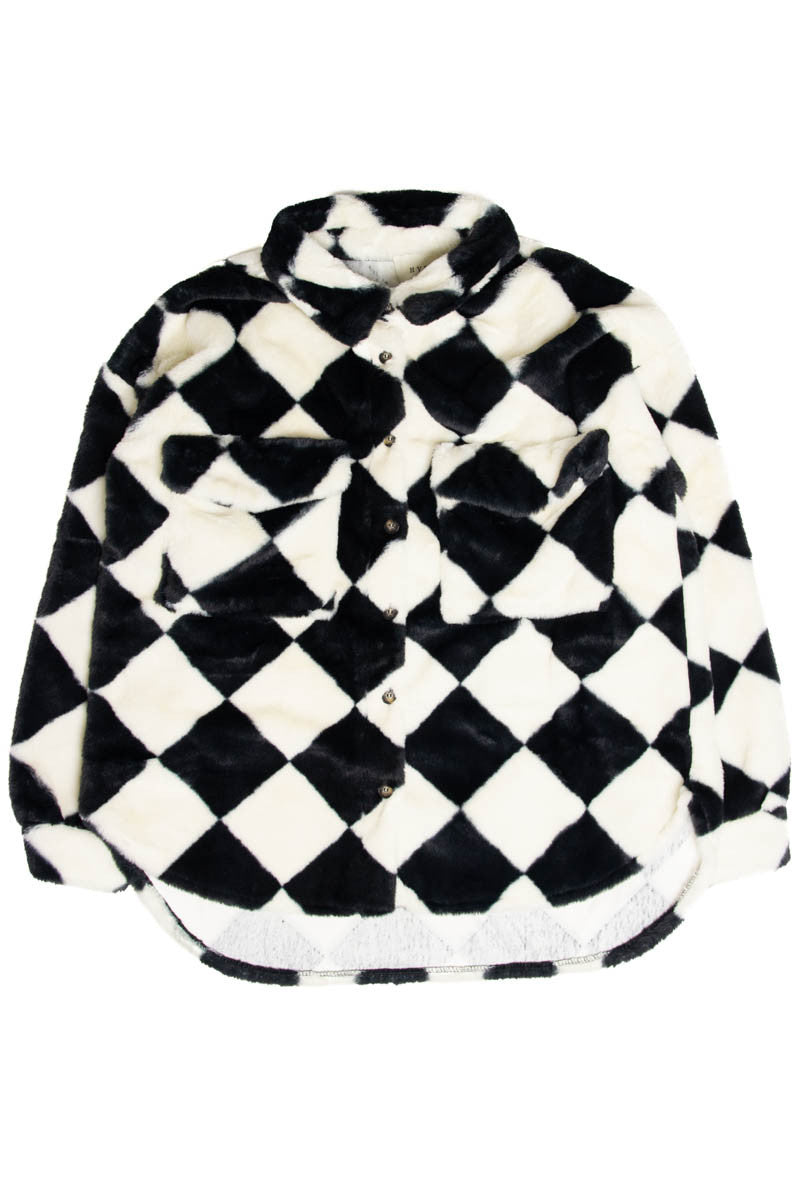 Fur Checker Print Shacket