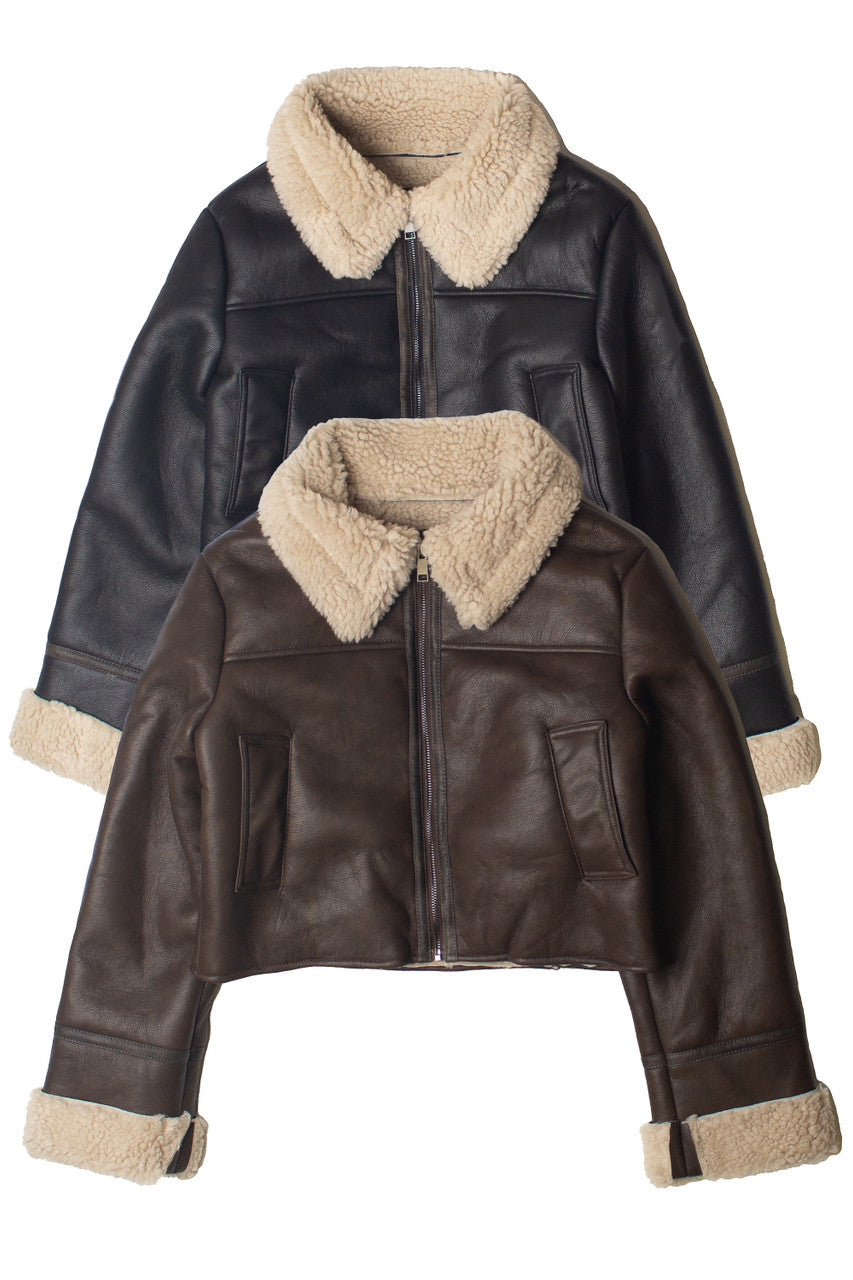 Faux Fur Lined Pleather Bomber Jacket