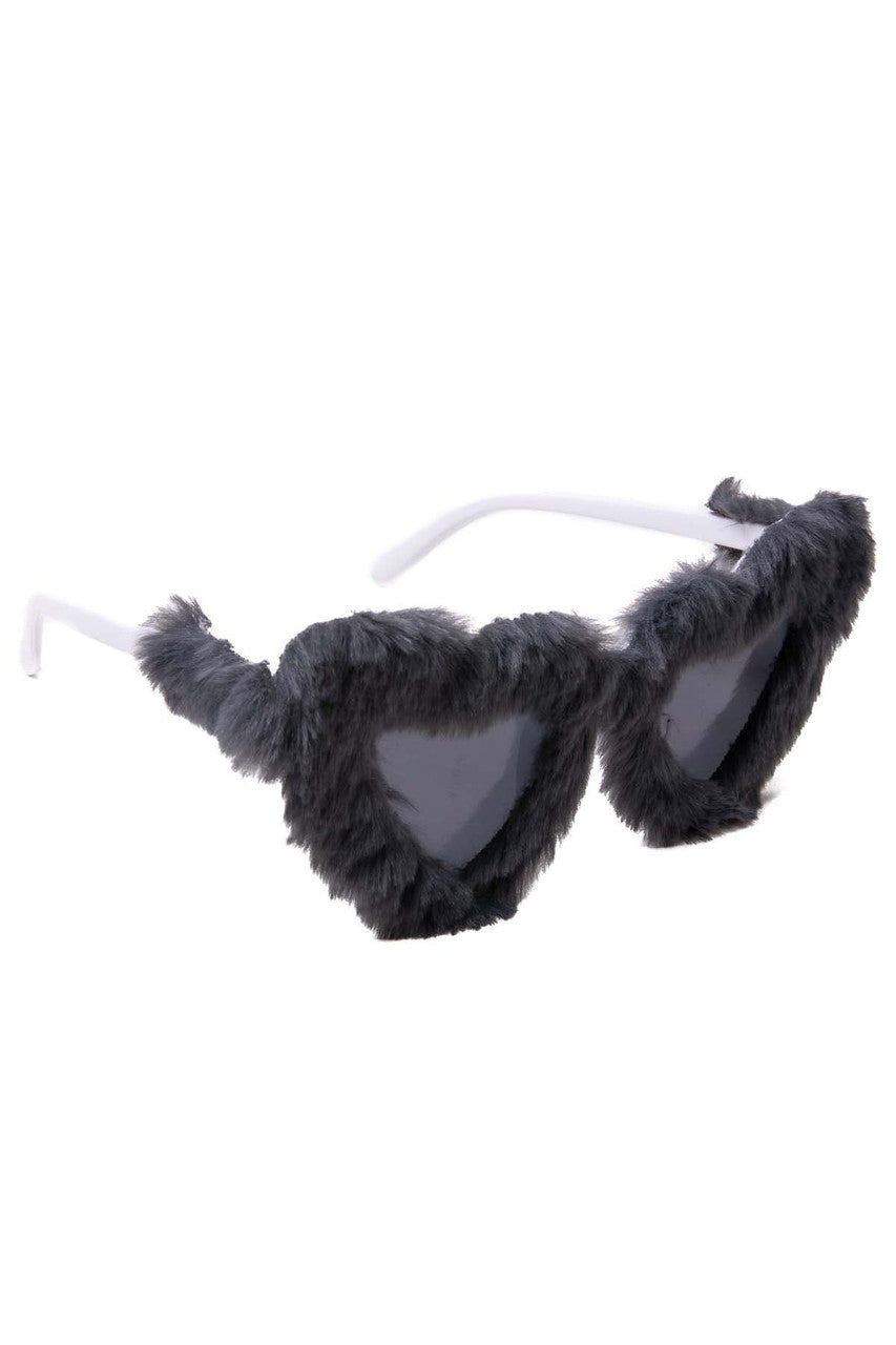 Furry Heart Shaped Sunglasses