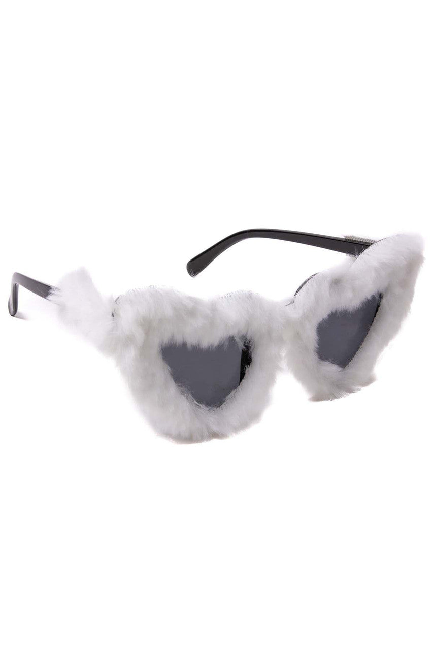 Furry Heart Shaped Sunglasses