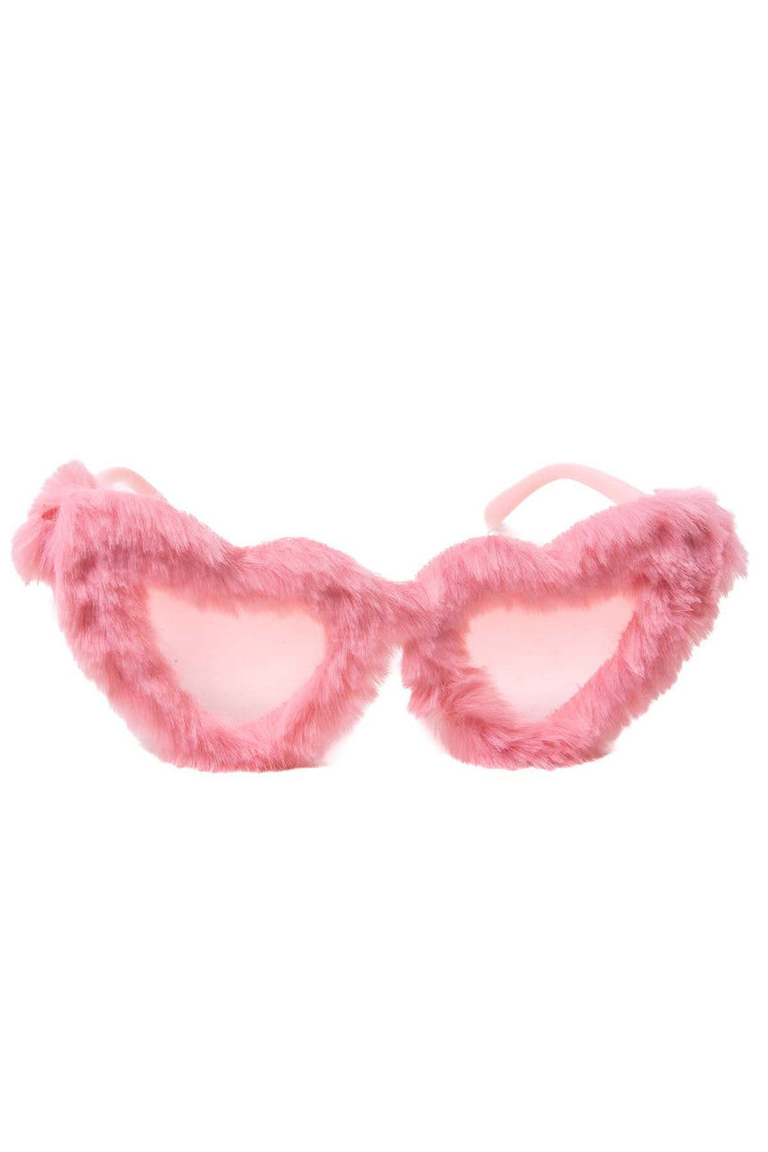 Furry Heart Shaped Sunglasses