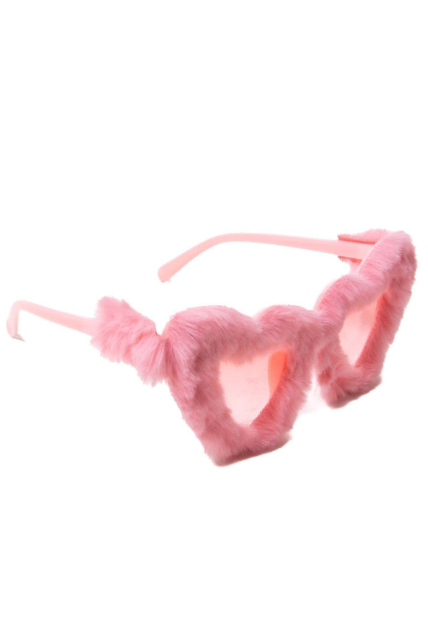 Furry Heart Shaped Sunglasses