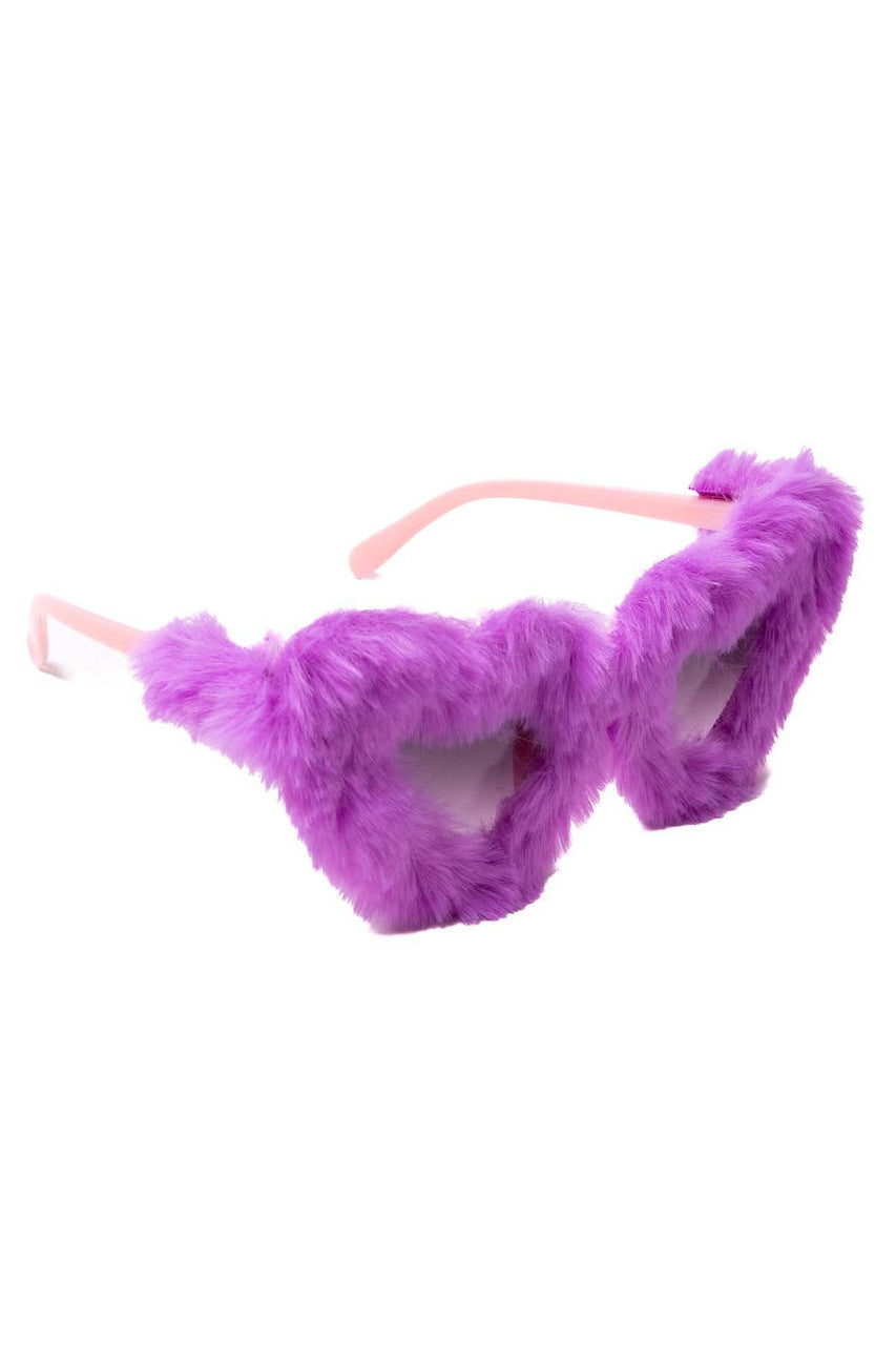Furry Heart Shaped Sunglasses