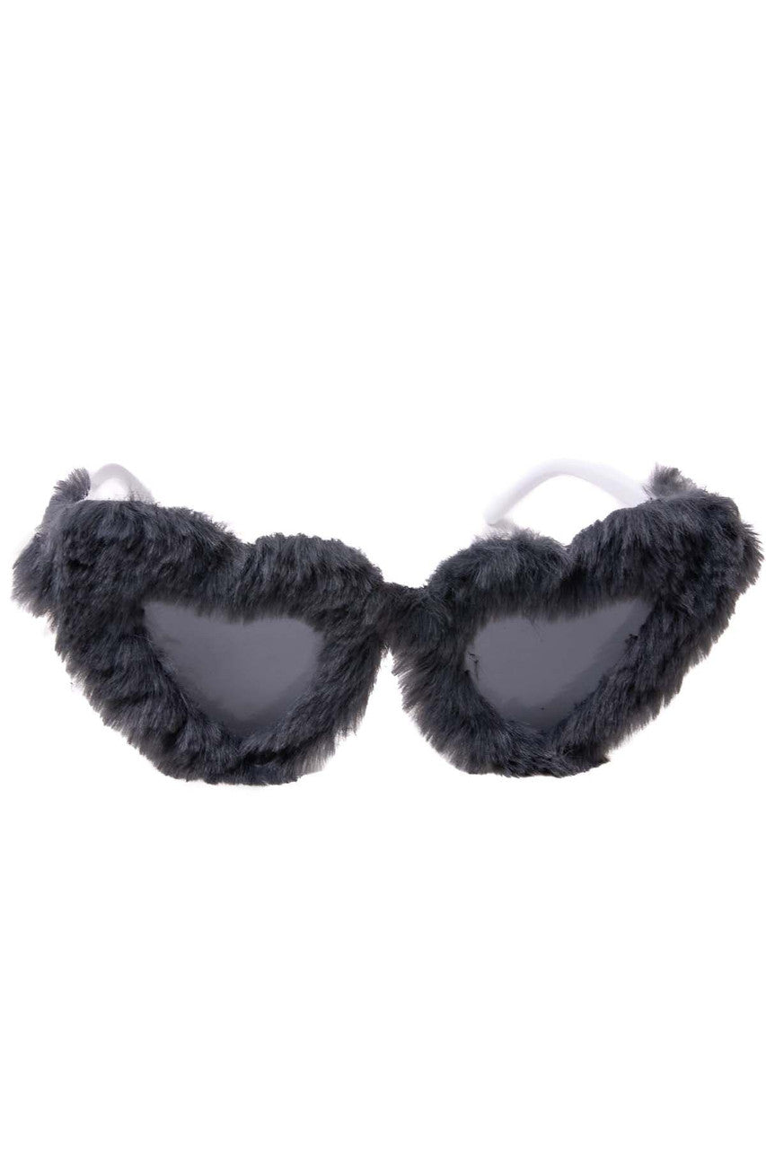 Furry Heart Shaped Sunglasses