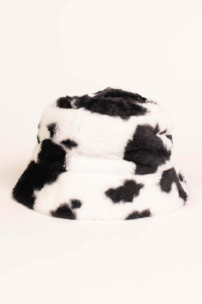 Fuzzy Cow Bucket Hat