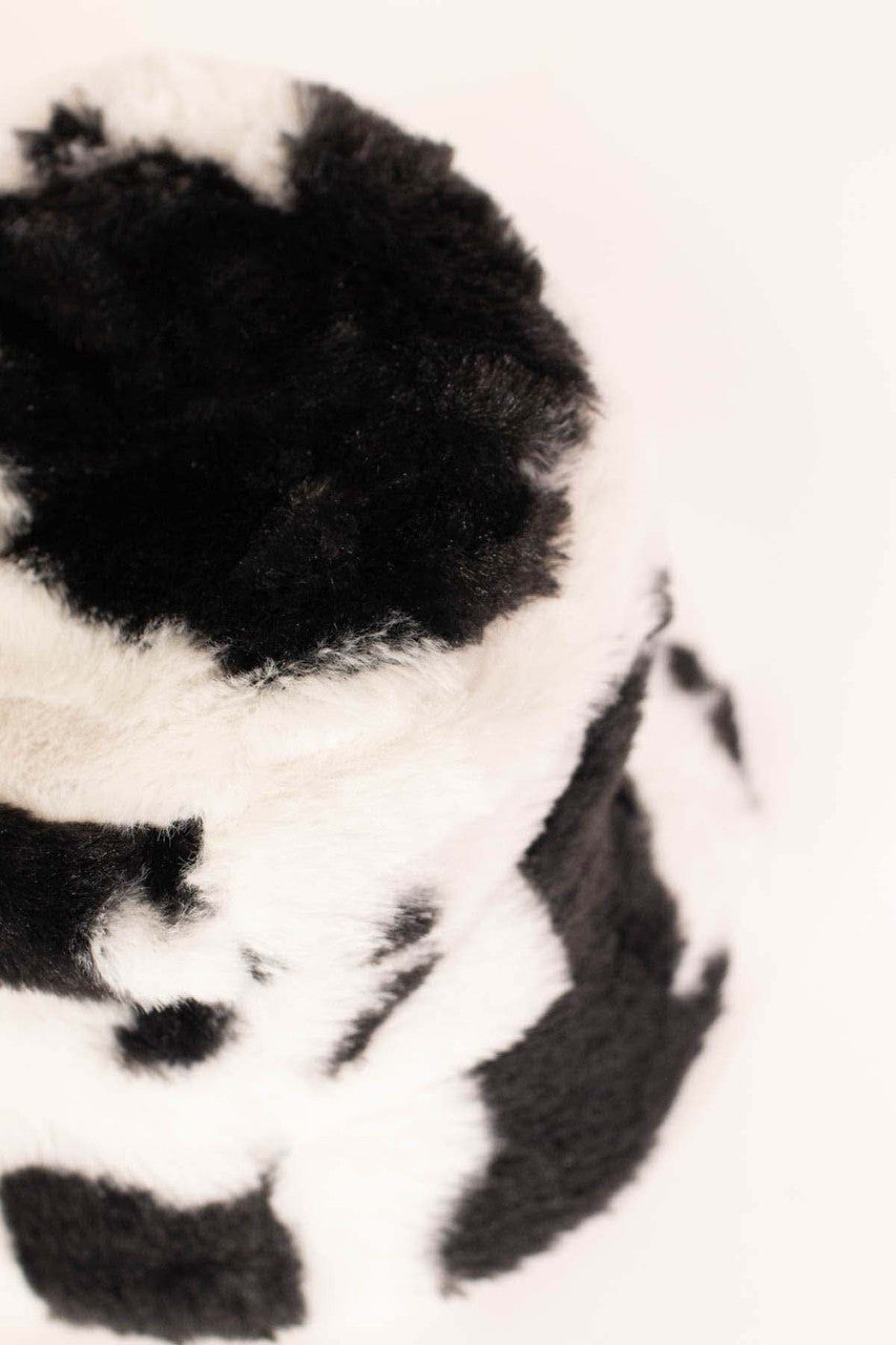 Fuzzy Cow Bucket Hat