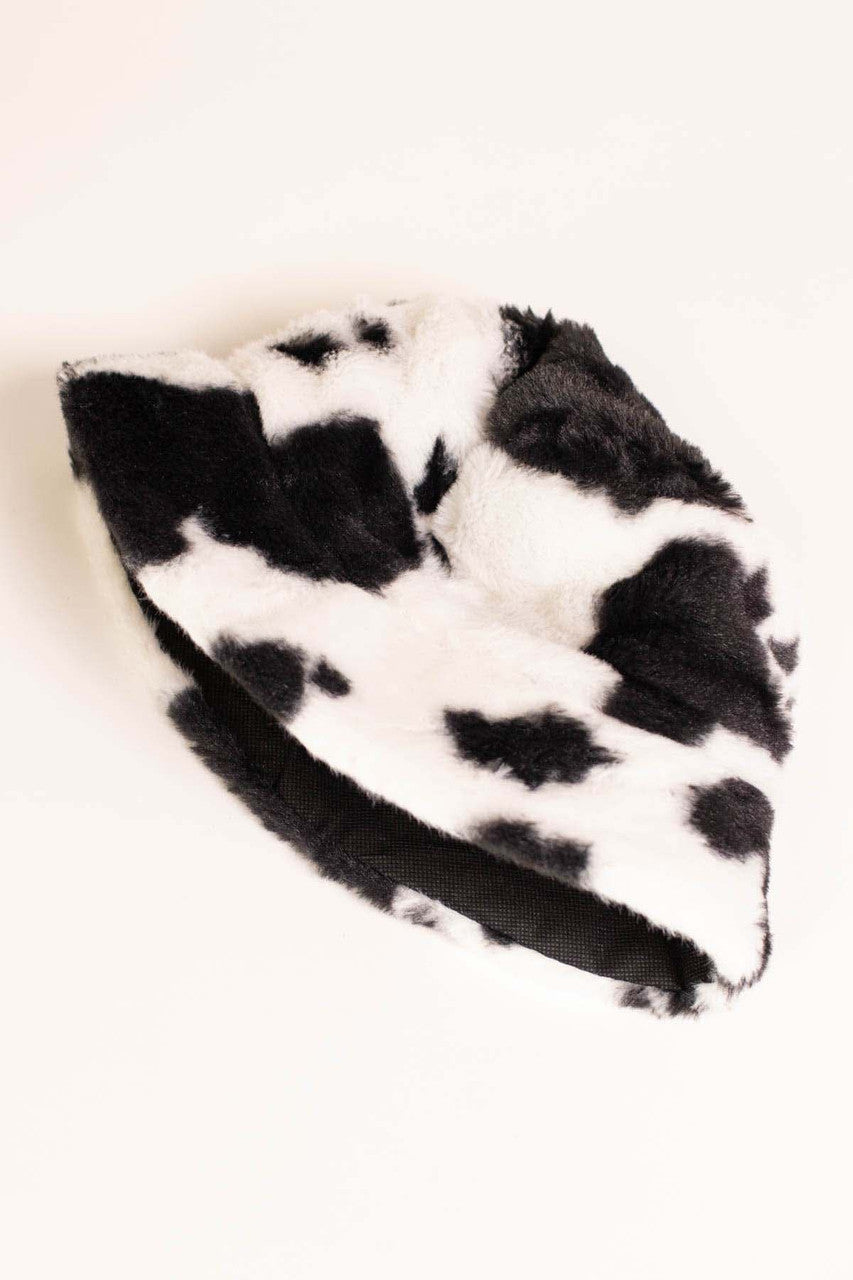 Fuzzy Cow Bucket Hat