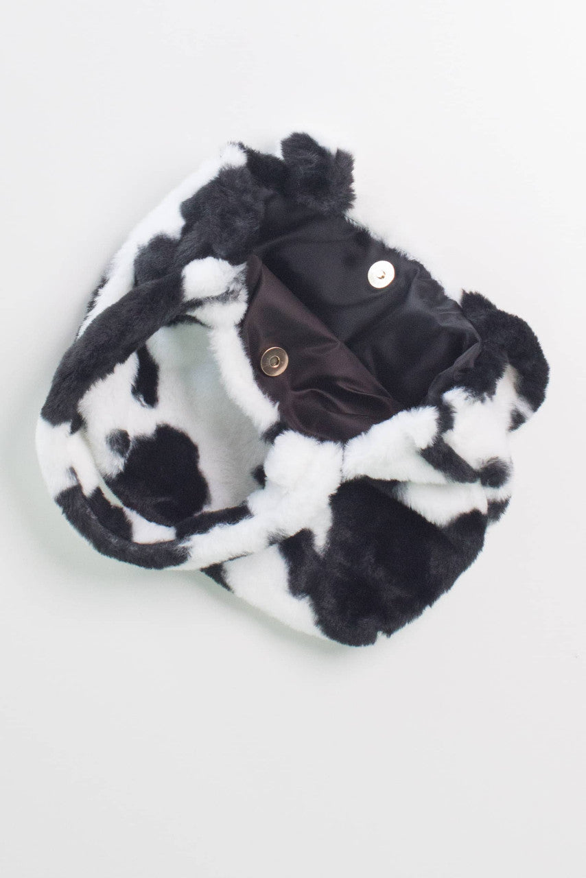 Fuzzy Cow Print Purse
