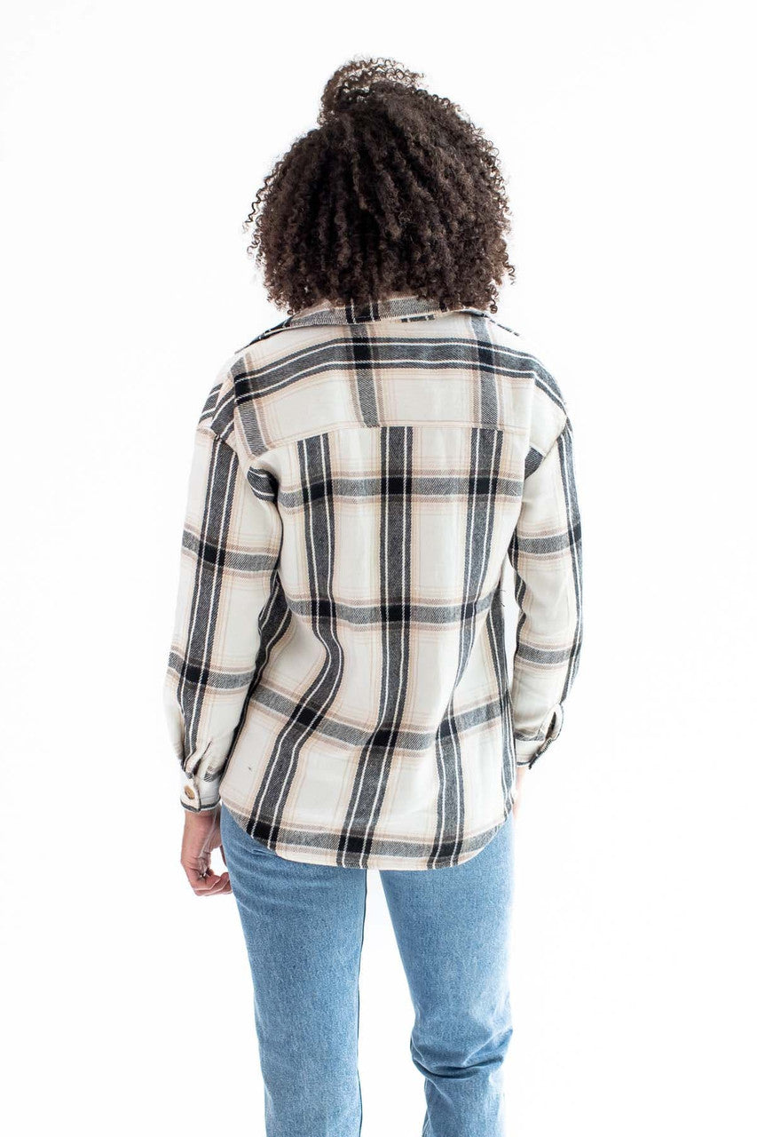 White & Black Oversized Plaid Shacket
