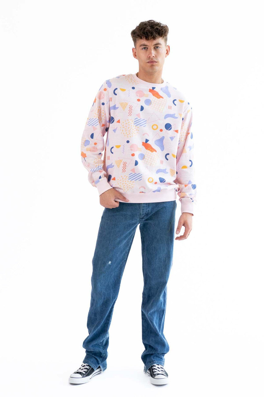 Geometric Light Pink Crew Sweatshirt