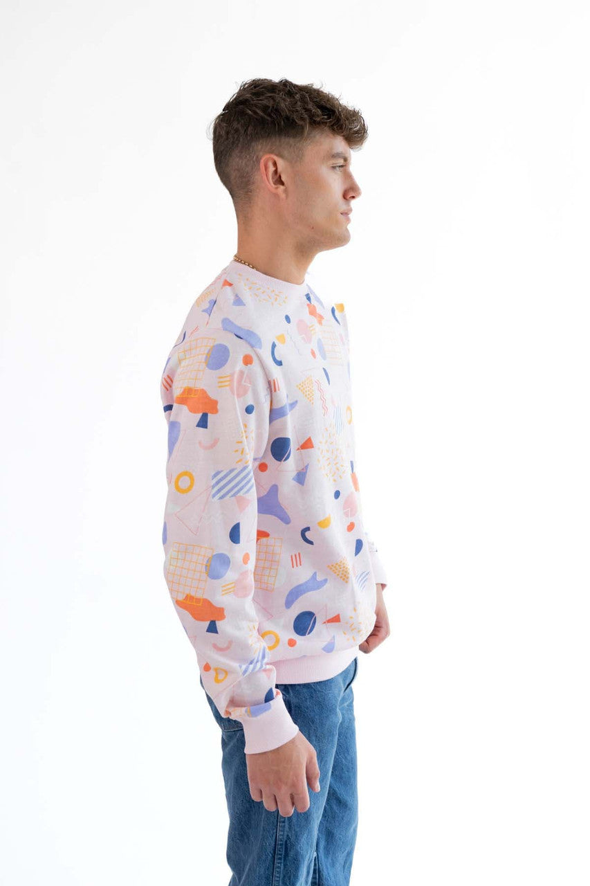 Geometric Light Pink Crew Sweatshirt