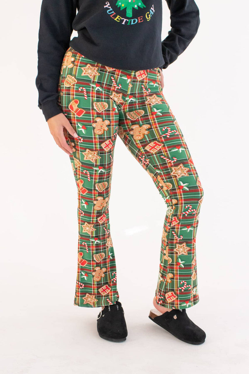 Gingerbread Cookie Plaid Bell Bottoms