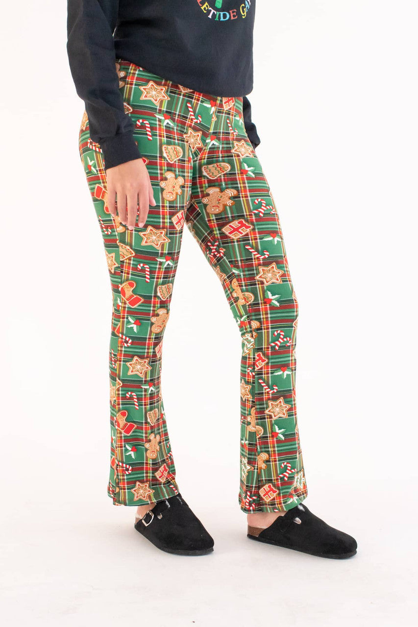 Gingerbread Cookie Plaid Bell Bottoms