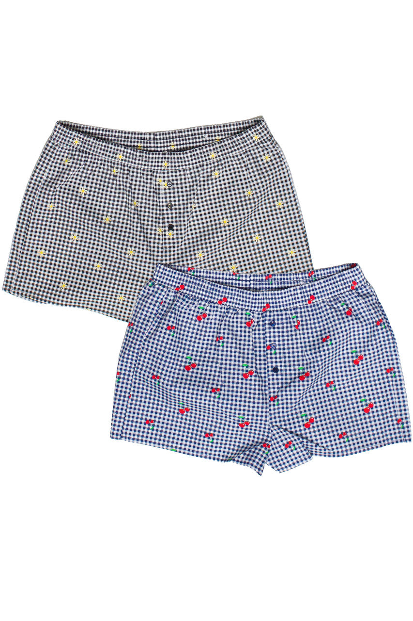Printed Gingham Boxer Shorts