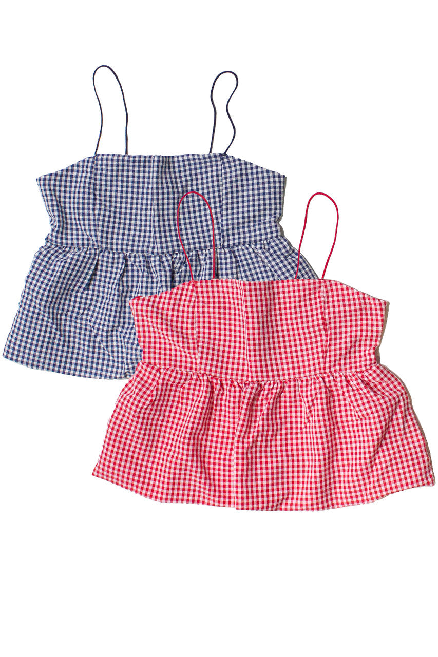 Gingham Peplum Bubble Hem Tank Top