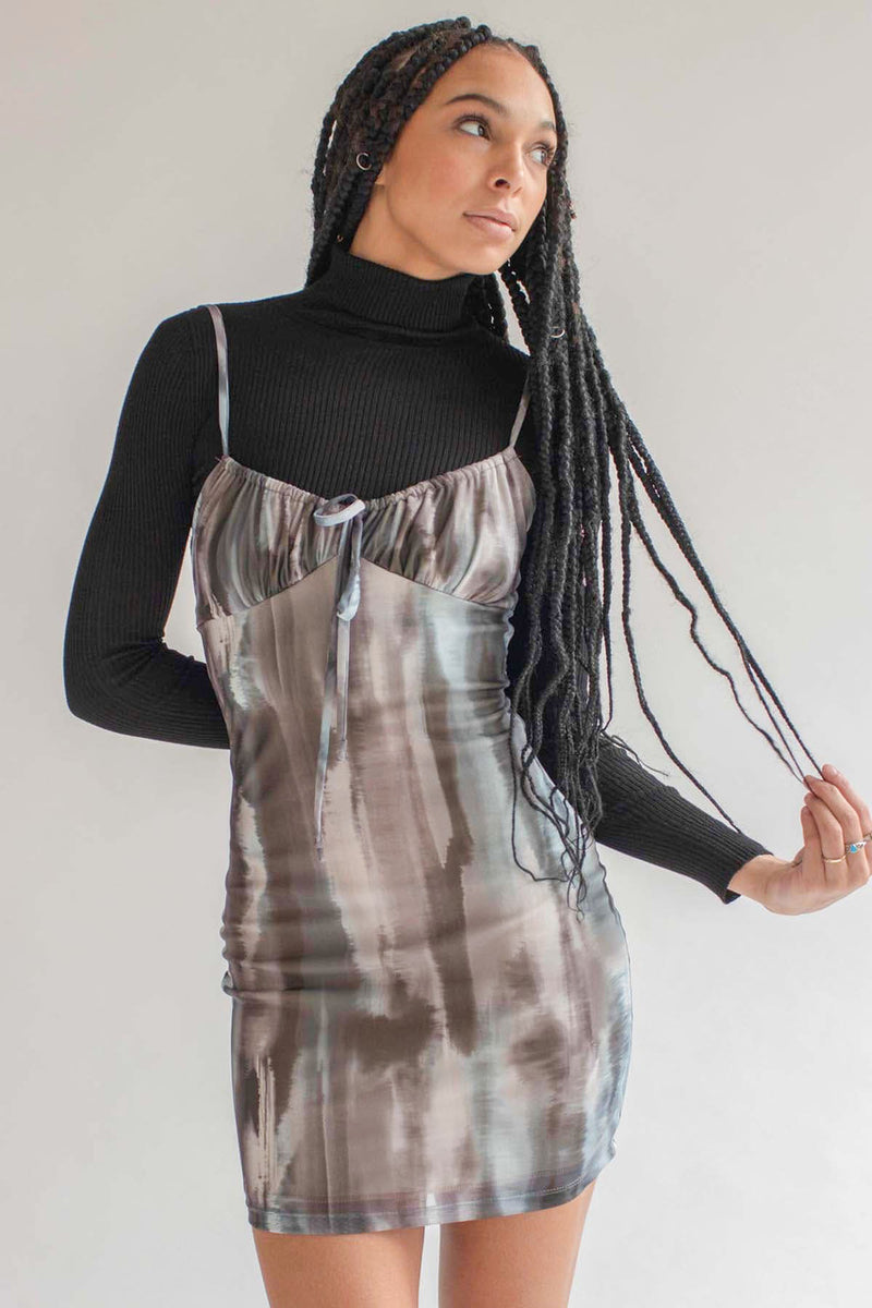 dye mesh dress Ragstock Glacier Dye Mesh Milkmaid Dress, Women's, Size: Small, Gray