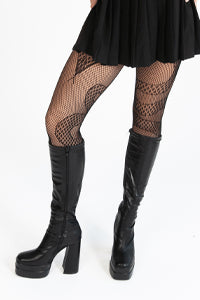 black go go boots with fishnet tights