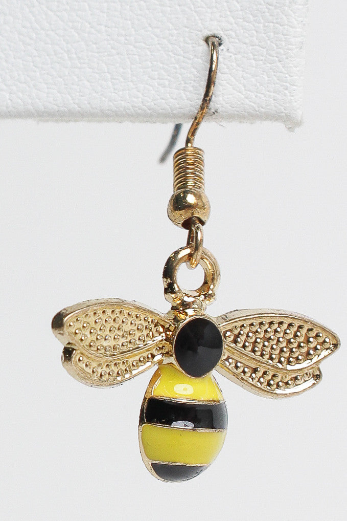 Gold Bee Dangle Earrings