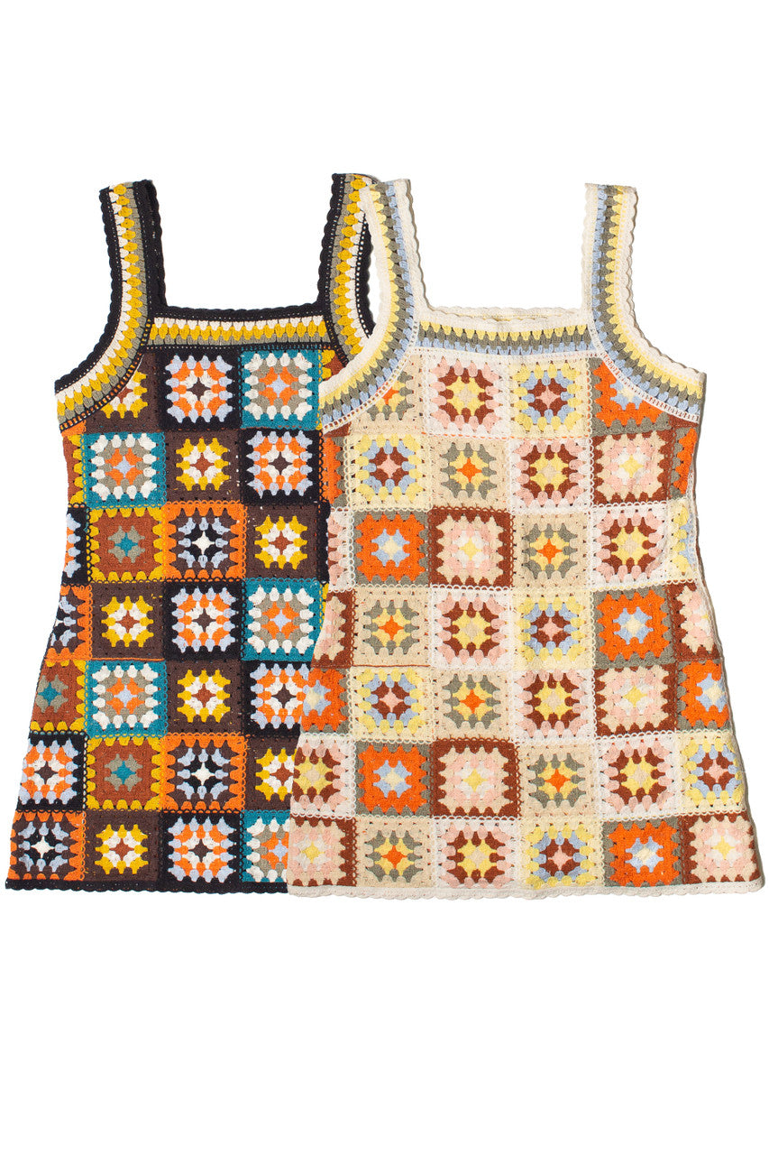 Crochet Granny Square Mini Dress