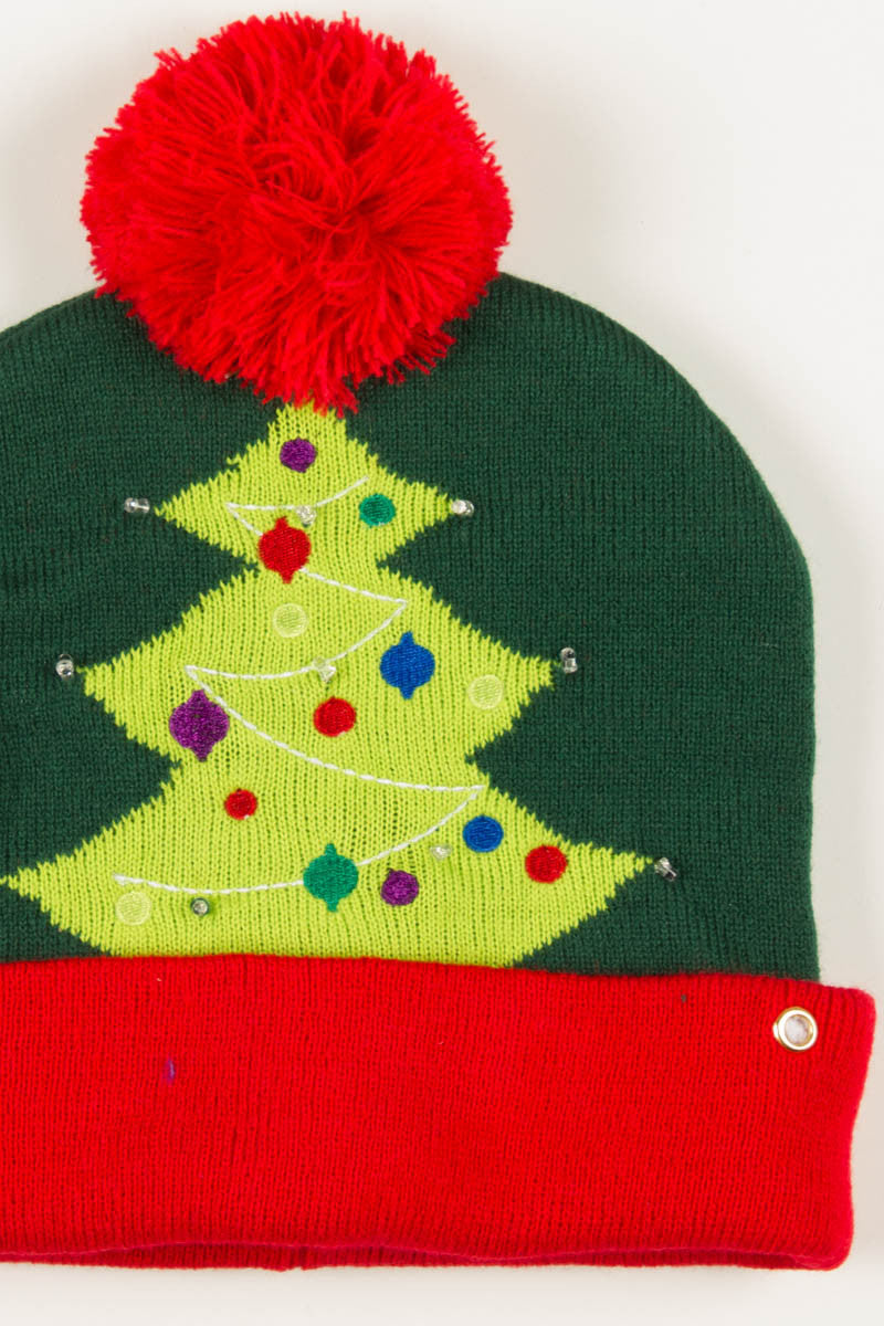 Christmas Tree Light up Pom Beanie