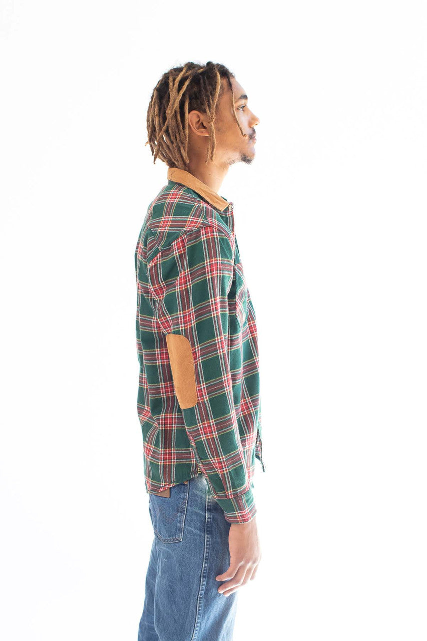 Green Corduroy Patch Flannel