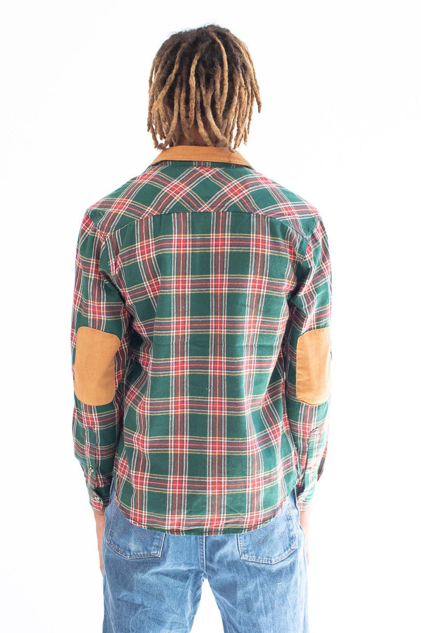 Green Corduroy Patch Flannel