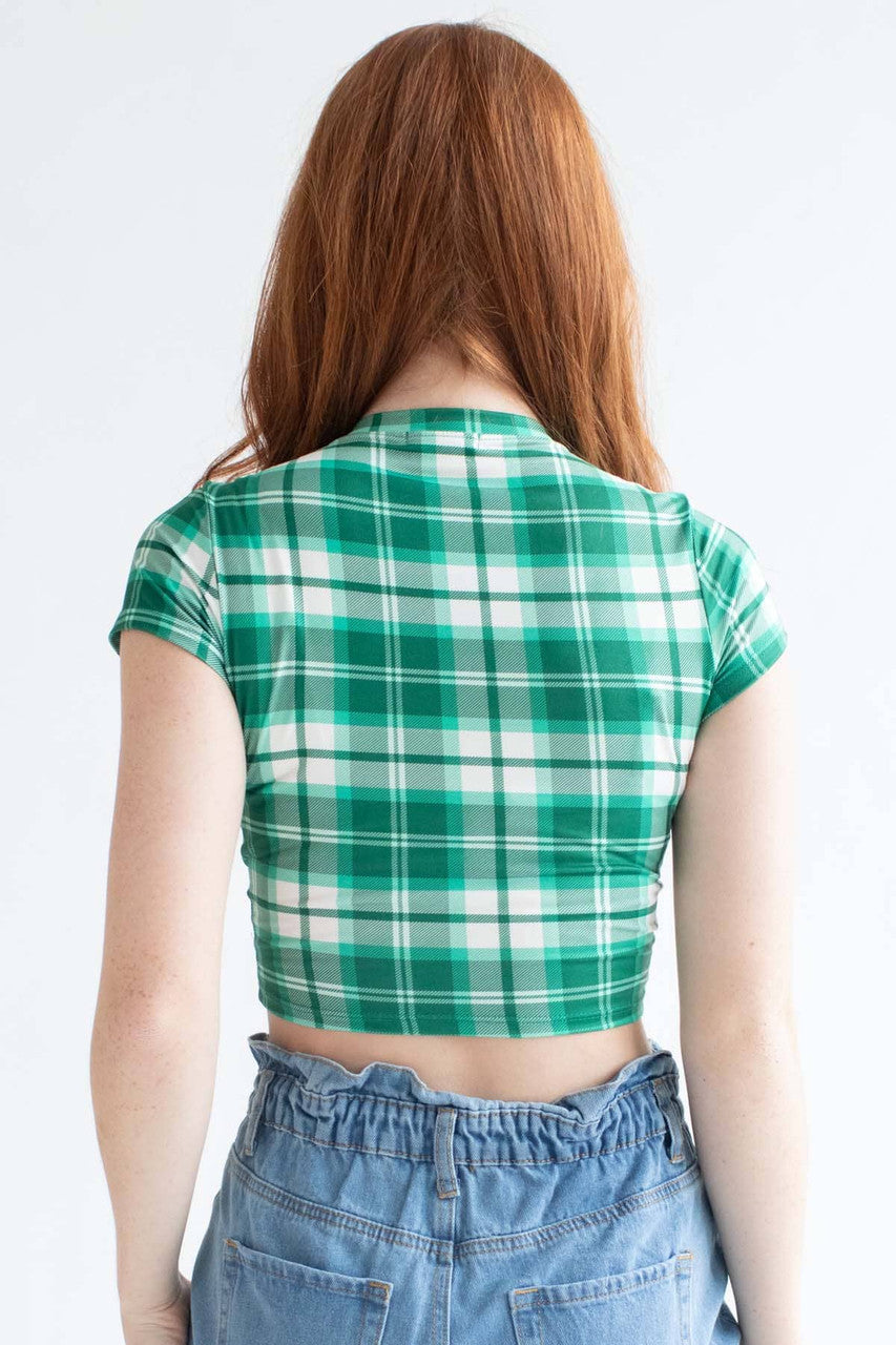 Green Plaid Cropped Tee