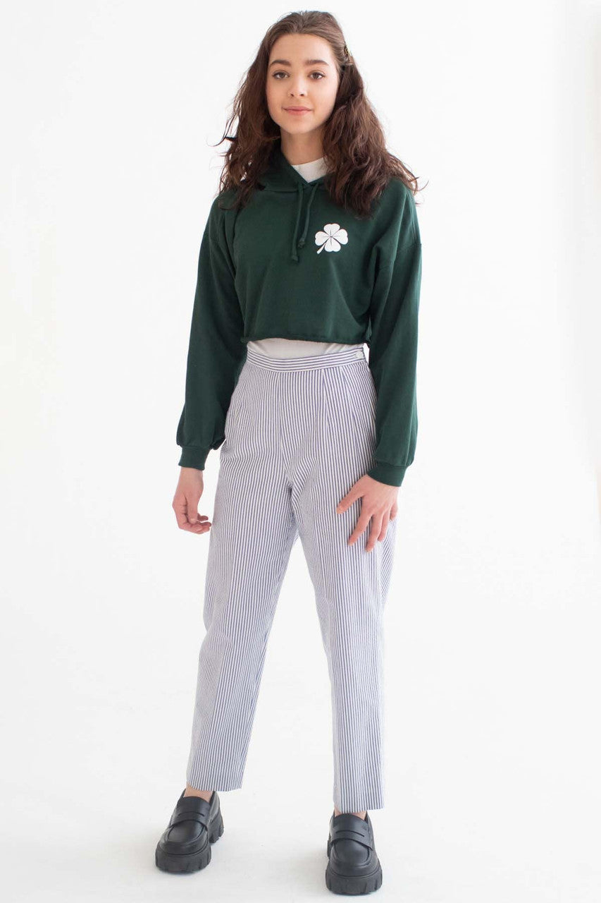 Green Shamrock Cropped Hoodie