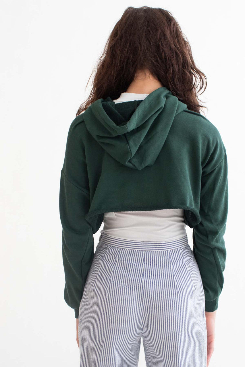 Green Shamrock Cropped Hoodie