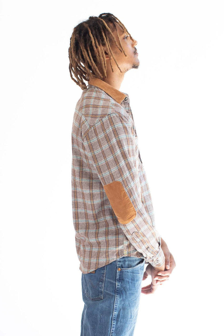 Gray Corduroy Patch Flannel