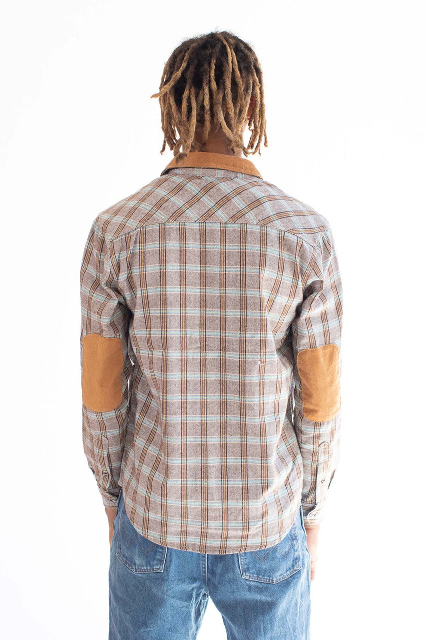 Gray Corduroy Patch Flannel
