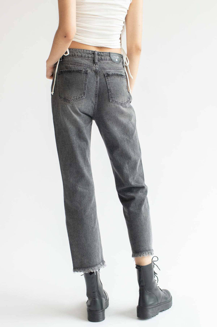 Grey Wash Distressed Denim Jeans