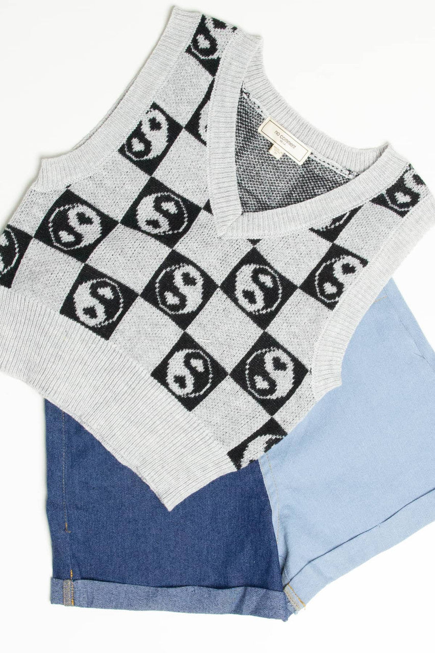 Checkered Yin Yang Sweater Vest