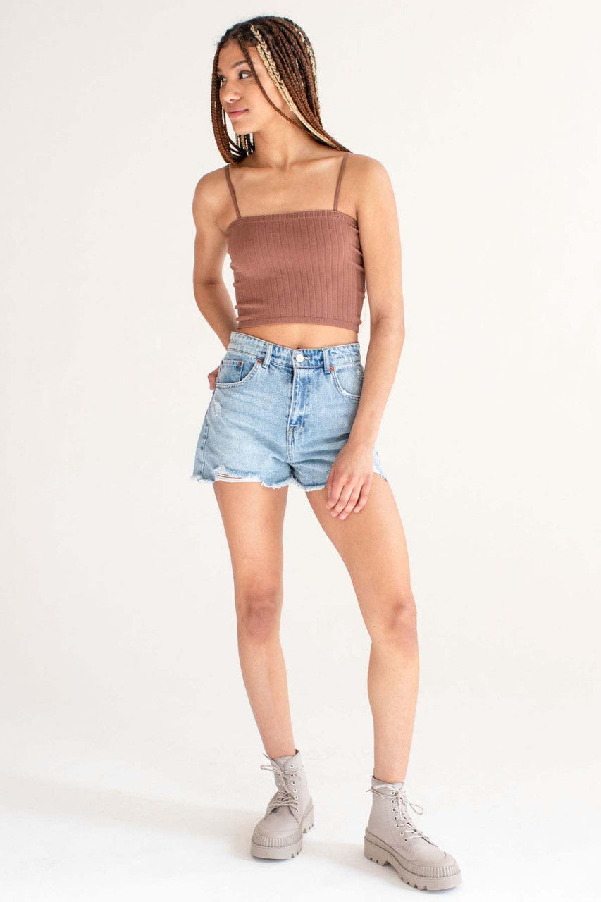 Hazelnut Seamless Heavy Ribbed Crop Cami