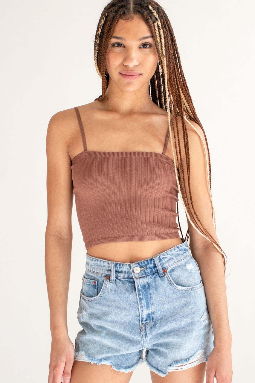 Hazelnut Seamless Heavy Ribbed Crop Cami