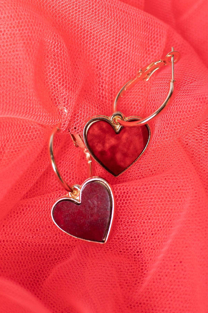 Heart Charm Hoop Earrings