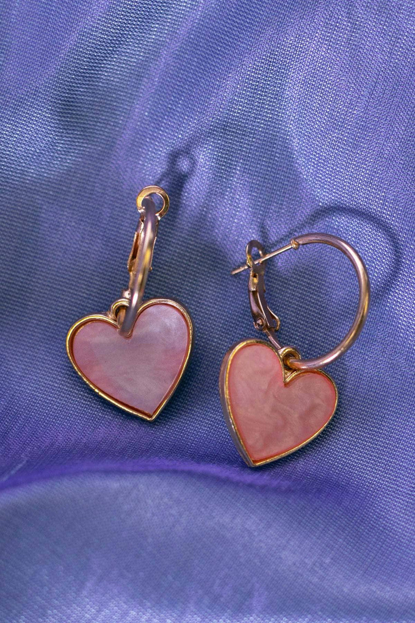 Heart Charm Hoop Earrings