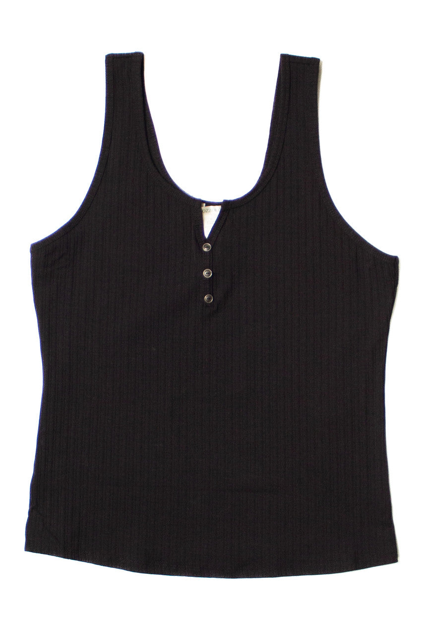 Extended Sizes Black Notch Henley Tank