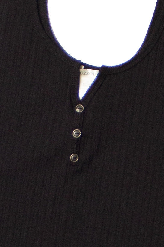 Extended Sizes Black Notch Henley Tank