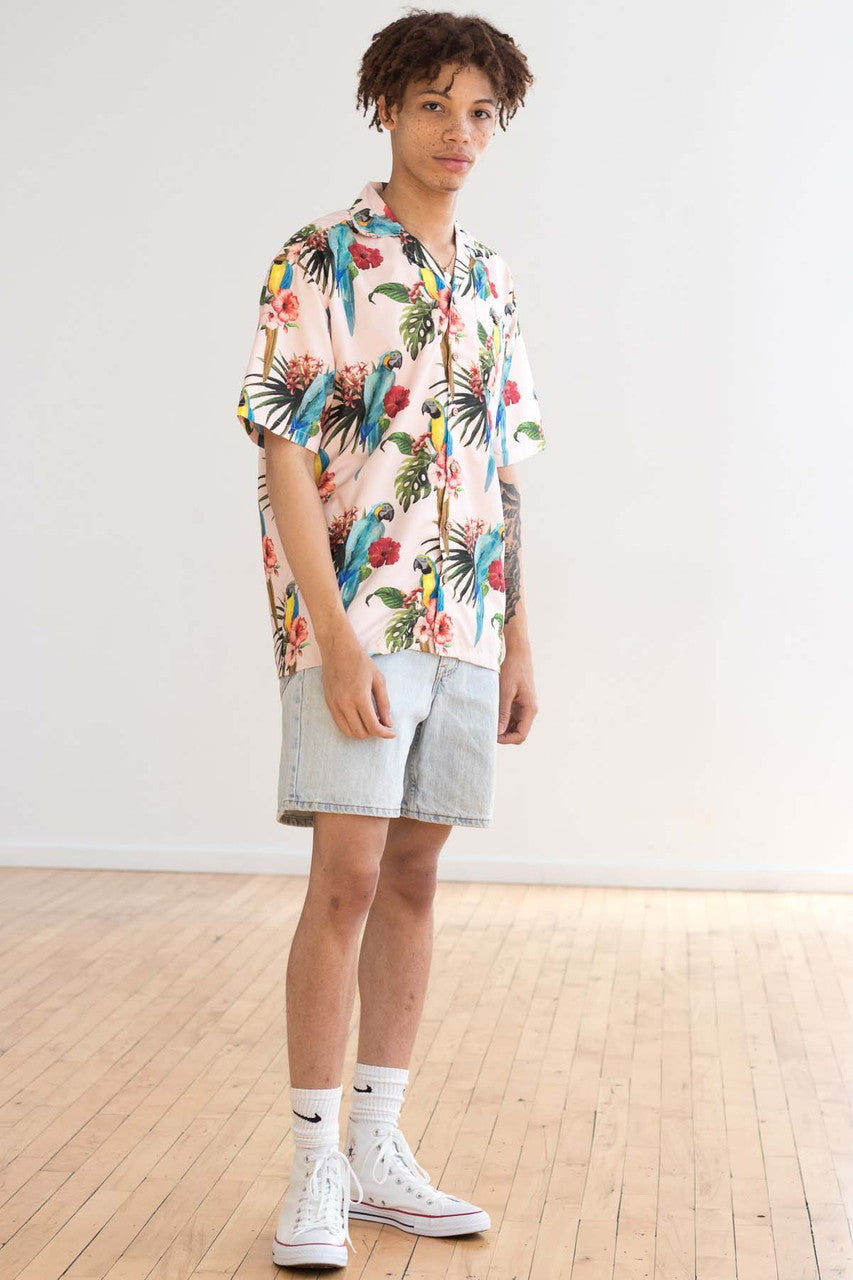 Hibiscus Parrot Hawaiian Shirt