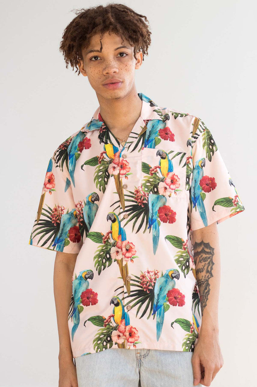 Hibiscus Parrot Hawaiian Shirt