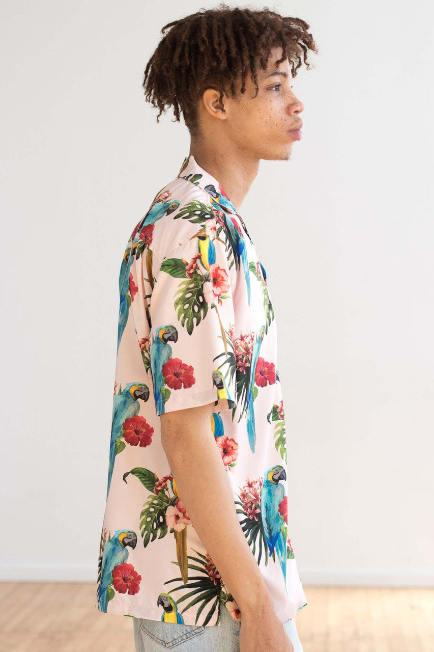 Hibiscus Parrot Hawaiian Shirt